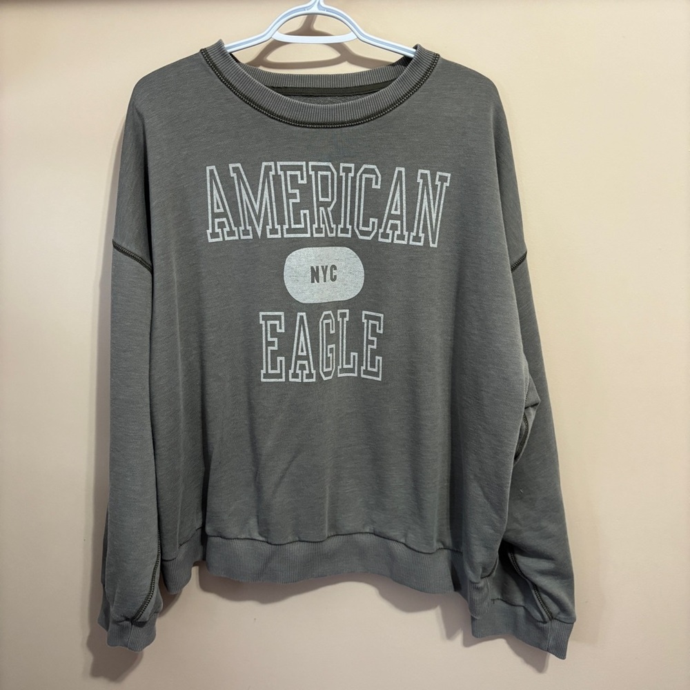 American Eagle Outfitters EA Grey Sweatshirt Cozy Soft Girl Casual Academia Wear